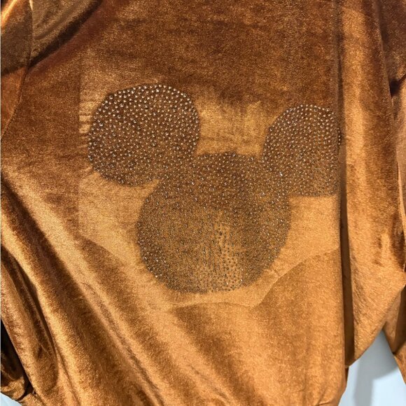 DISNEY VELOUR RHINESTONE MICKEY MOUSE ZIP UP HOODIE - Picture 6 of 7